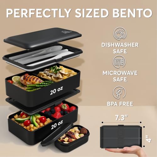 Umami Adult Bento Box, 40 oz, Matte Black