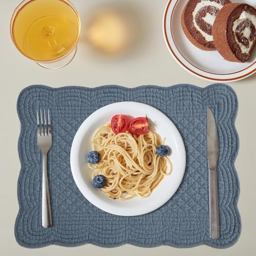 HOMBYS Quilted Placemats Set of 8 Washable-Rectangular Placemats for
