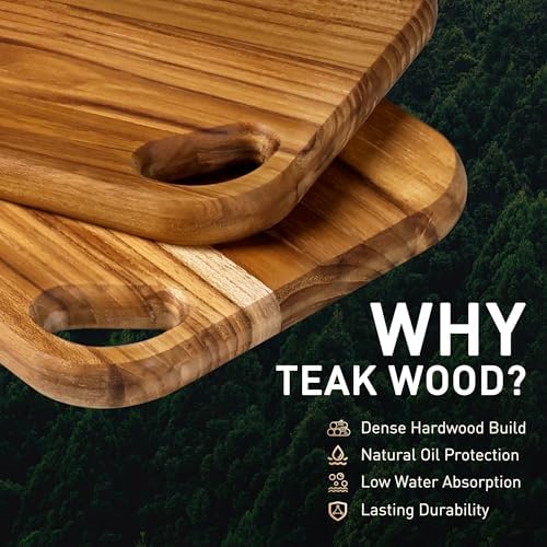 2 Pack Small Teak Wood Cutting Board for Kitchen 8.6" x 6" Mini Wooden