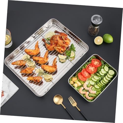 Stainless Steel Baking Tray with Net Rack, Rectangular