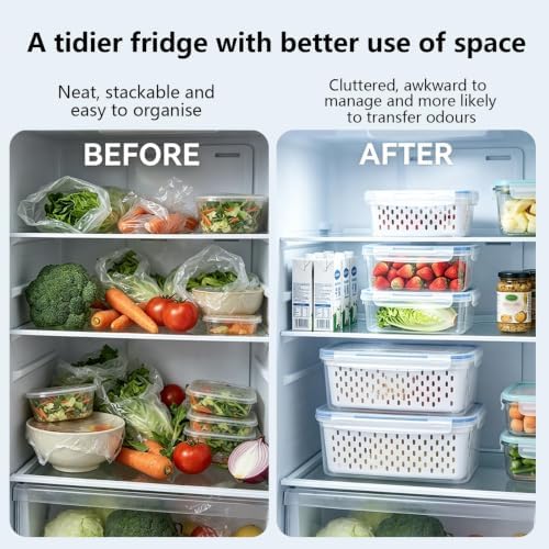 3 Pack Fruit Storage Containers for Fridge with Lids