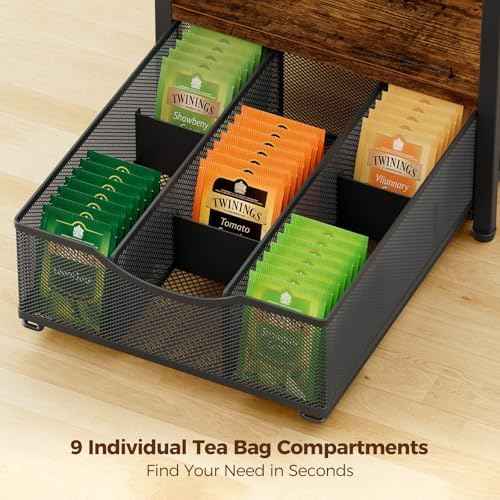 Plaviya 3-Tier Tea Bag Organizer with Drawer for Countertop
