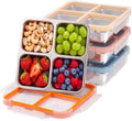 4 Pack Stainless Steel Snack containers, Leak-Proof, 4 Compartments, 3