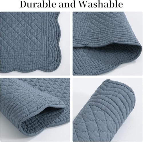 HOMBYS Quilted Placemats Set of 8 Washable-Rectangular Placemats for