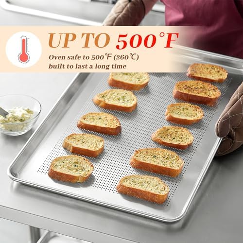 6 Pack Perforated Half Size Aluminum Baking Sheet Pans, 18"x13"