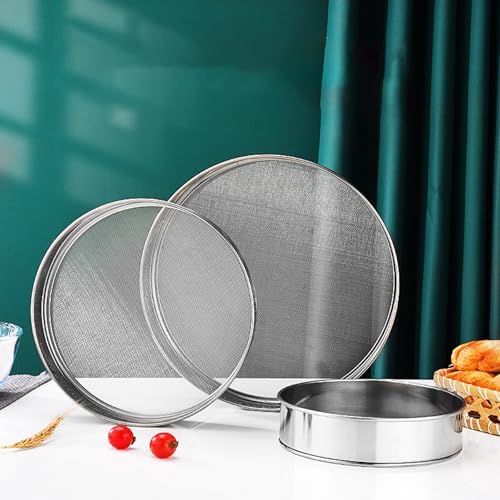 2 Pack Flour Sifter,Stainless Steel Fine Mesh Strainers Flour Sieve,8