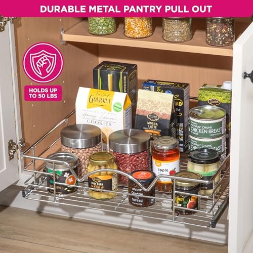 HOLDN’ STORAGE Pull Out Cabinet Organizer, Pantry Drawer, 17"W x 21"D