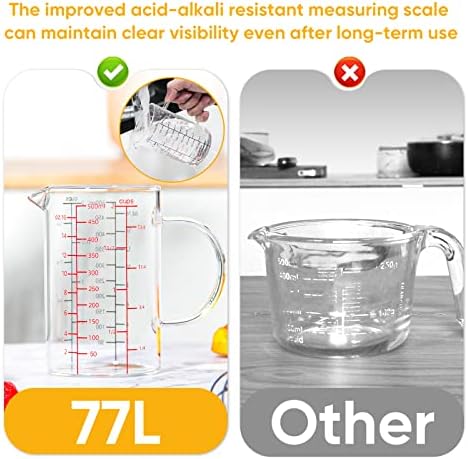 77L High Borosilicate Glass Measuring Cup with Handle