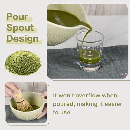 Matcha Bowl with Spout, 500 ml/18 oz Ceramic Matcha Mixing Bowl