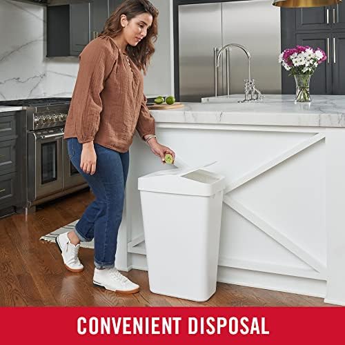 Rubbermaid Swing Top Waste Container, 12.2 Gallon, White