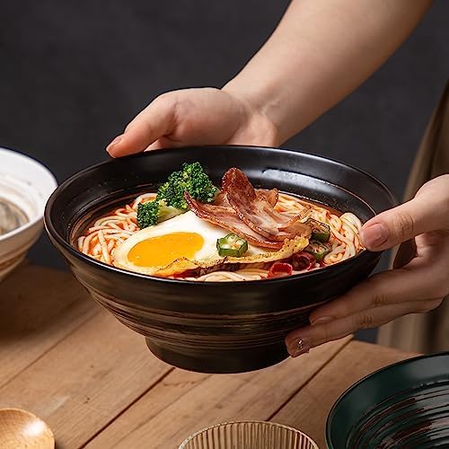 YUN TAO Ramen Bowl Set, 35 Oz Large Multicolor Ceramic Ramen Bowls Set