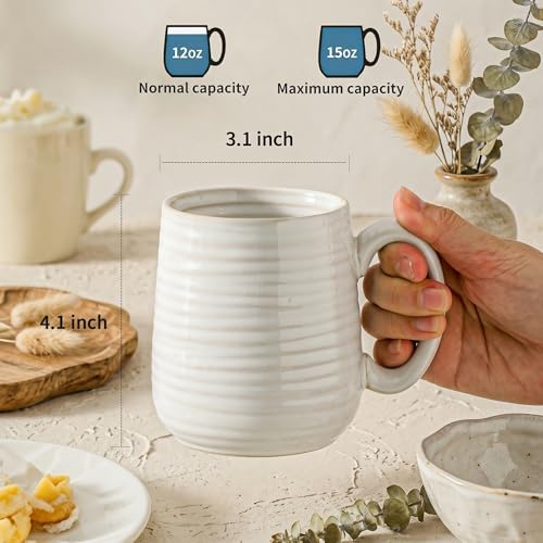 Coffee Mugs, 15 Ounce Coffee Cups Set of 6, Ceramic Mugs with Handle