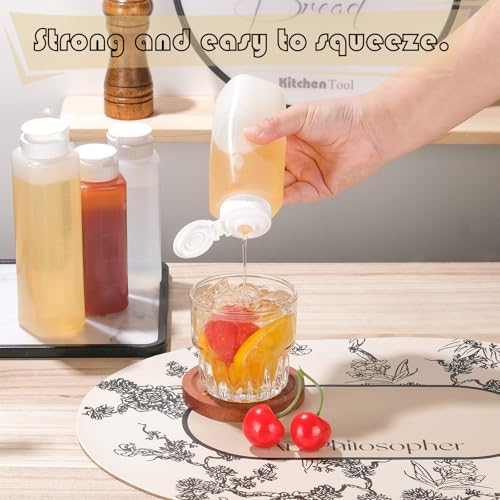 6 pack Inverted Squeeze Bottles for Hot Sauces Liquids Salad Dressing