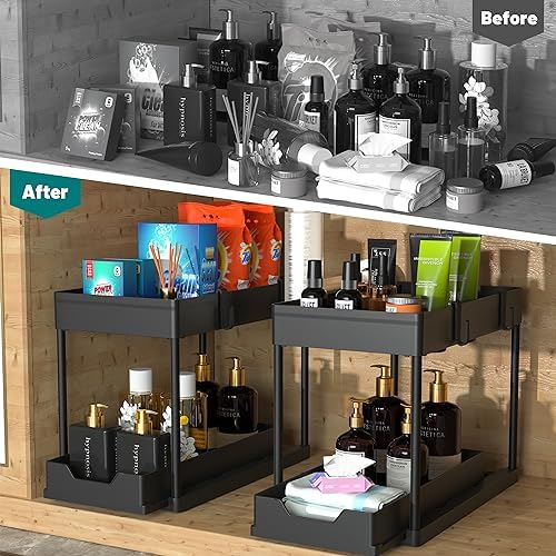 Under Sink Organizer, 2‐Tier Pull‐Out Cabinet Storage for Bathroom