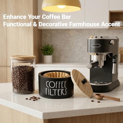 Wooden Coffee Filter Holder With Lid-Rustic Storage Container and