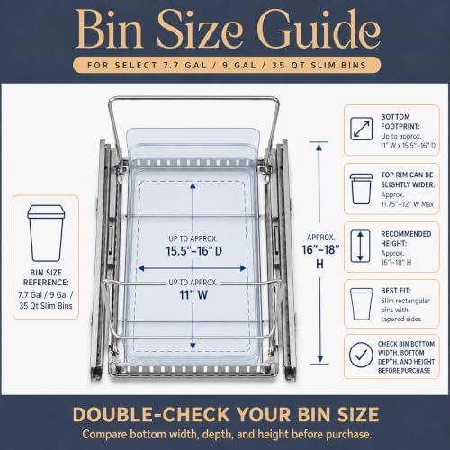 HOLDN’ STORAGE Pull-Out Trash Can Organizer, 11”W x 16.5”D x 11”H