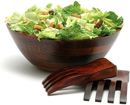 Lipper International Cherry Finished Wavy Rim Serving Bowl with 2