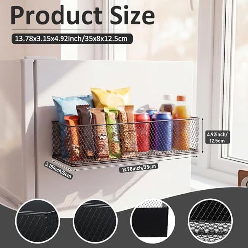 FoldTier Magnetic Fridge Basket, 13.8 x 3.1 x 4.9 Inch