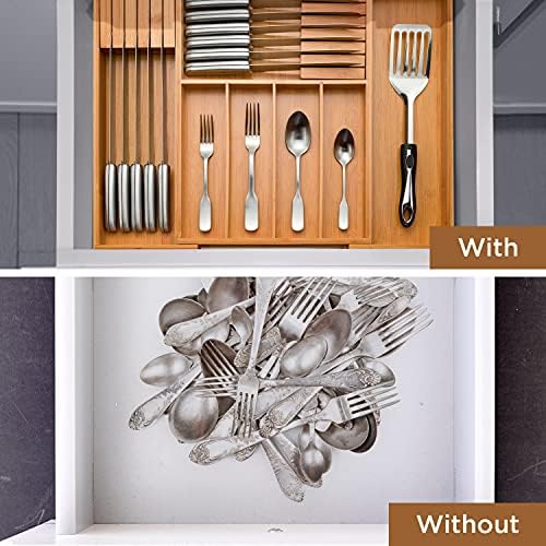 Utensil Drawer Organizer, Kitchen Silverware Organizer with Knife