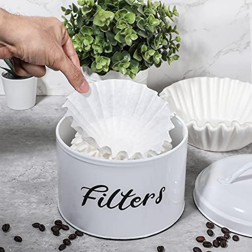 Webake Coffee Filter Holder, Farmhouse White Coffee Filter Storage