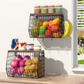 Wawocs Fruit Basket for Kitchen Counter 2 Tier Fruit Bowl, Stackable