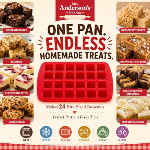Mrs. Anderson's Baking Silicone Mini Brownie Pan, 24 Cup