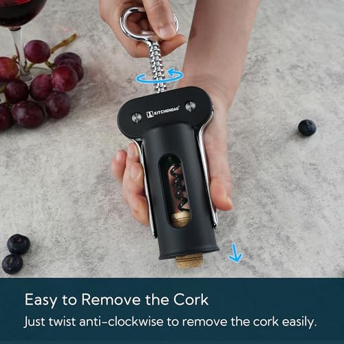 KITCHENDAO 3 in 1 Wing Corkscrew Wine Bottle Opener with Foil Cutter