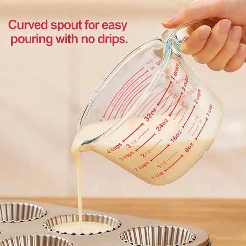 M MCIRCO 6 Pcs Glass Measuring Cups with Lids Set, 1 Cup, 2 Cup, 4 Cup