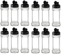 Nakpunar 12 pcs 6 fl oz Glass Spice Bottles Jars with Black Caps