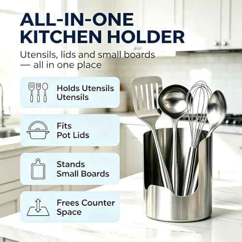 Multi-Functional Kitchen Utensil Holder, Stainless Steel