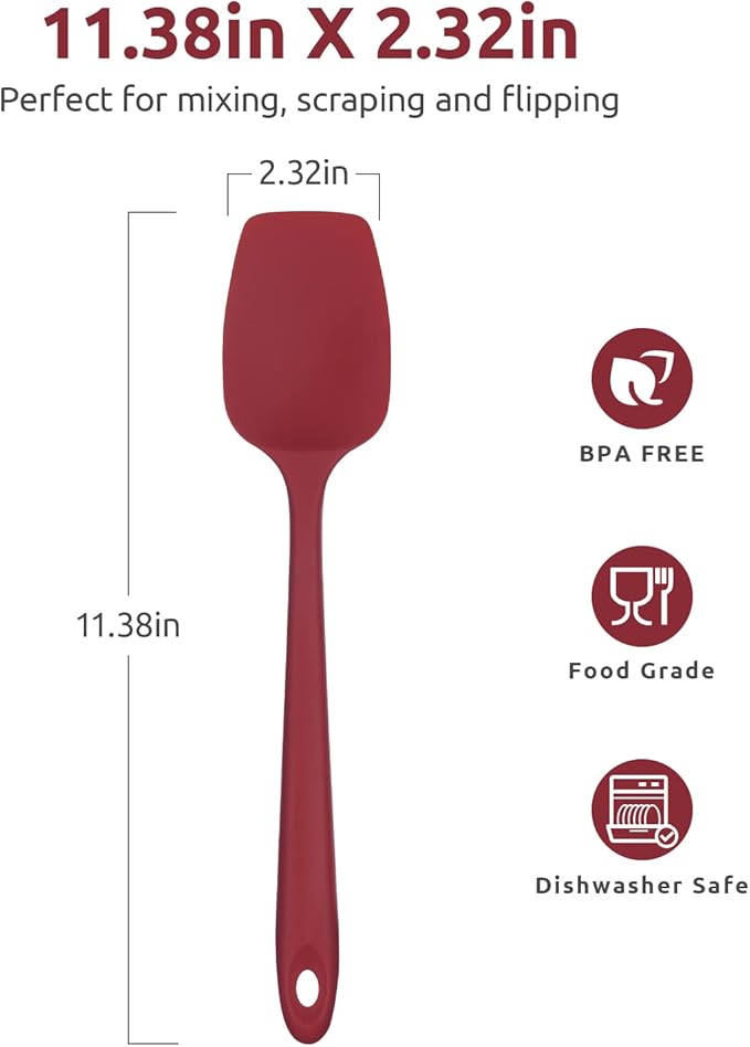 Heat Resistant Silicone Spoon Spatula: U-Taste 600ºF High Heat Flexible 11.38in - Image 2