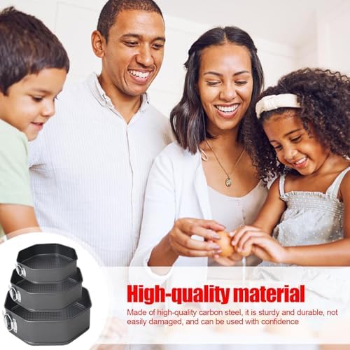 Cake Bake Pan Set - 3-Piece Octagon Springform Pans Kit For Cheesecake