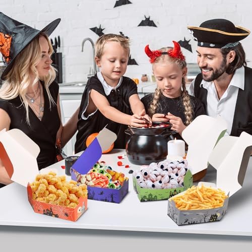 48 Pcs Halloween Paper Food Trays Disposable Treat Nacho Snack Candy