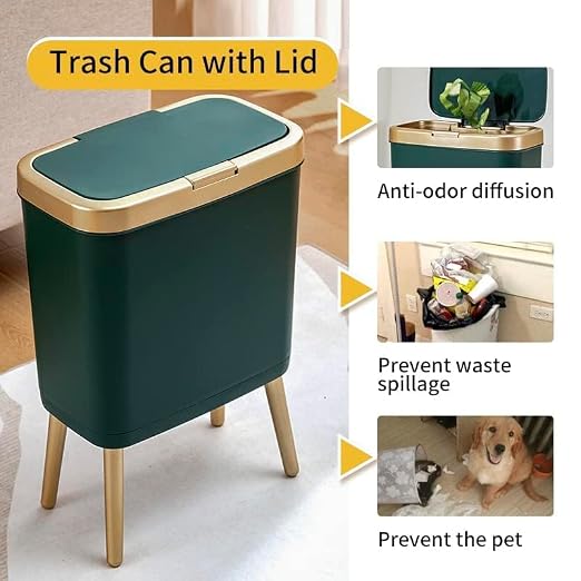 Procade Trash Can with Lid, Small Bathroom Garbage Can with Lid, Plastic Trash - Image 3