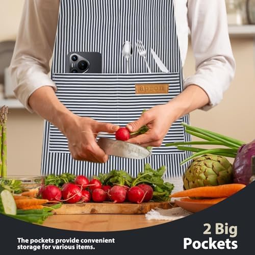 VALOME 2 Pack Kitchen Aprons with Pockets, Cooking Chef Apron for Men