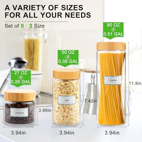 AISIPRIN Airtight Glass Jar with Lid, Glass Storage Containers with