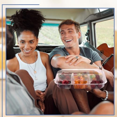 20 Pack Bento Snack Containers 6 Compartment Disposable with Lid