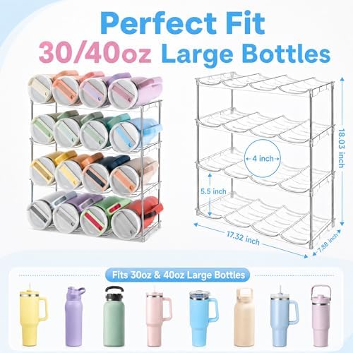 Stackable Water Bottle Organizer for Cabinet for Stanley 40 oz Tumbler