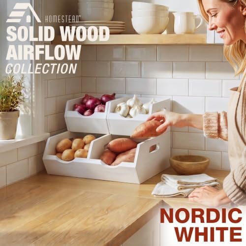 HOMESTEAD Stackable Solid Wood Storage Bins for Kitchen Pantry &