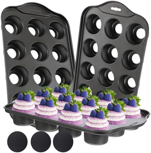 3-Pack Mini Cheesecake Pans Removable Bottom, 12-Cavity Mini Muffin