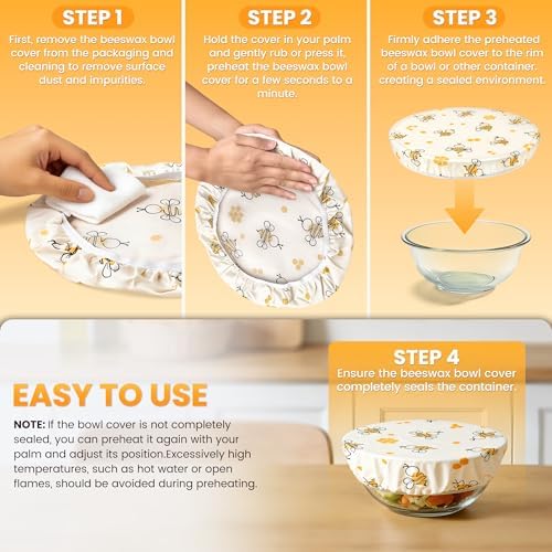 12 inch Reusable Beeswax Elastic Bowl Covers, 2 Large
