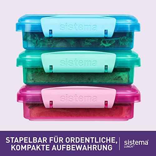Sistema 3-Piece Sandwhich Containers, 1.9-Cup, Blue/Green/Pink