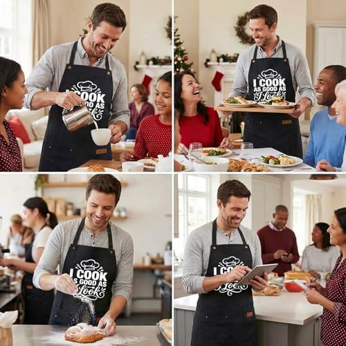 INNORU I Cook as Good as I Look Sign Apron with Pockets, Funny Cooking