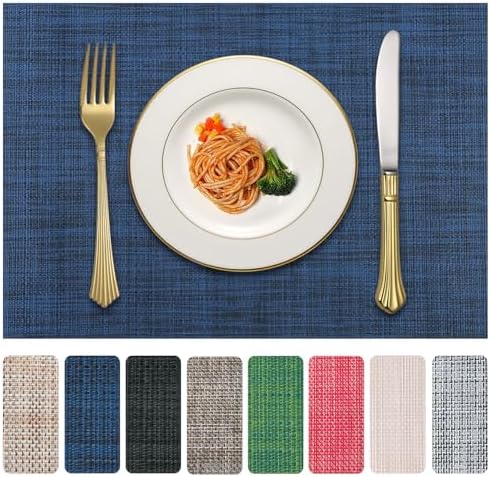 Vinyl Placemats Set of 4, PVC Woven Washable Non-Slip Table Mats, Heat