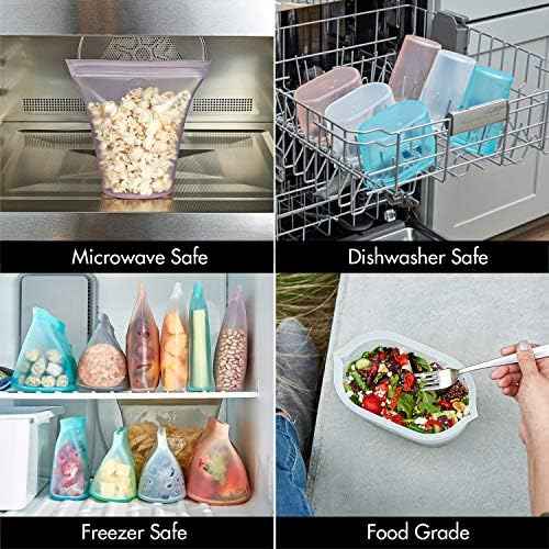 Zip Top Reusable Food Storage Containers Full Set of 8 Teal – Platinum
