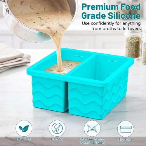 Silicone Freezer Molds, Silicone Freezer Trays with Lid, 6-Pack, Blue