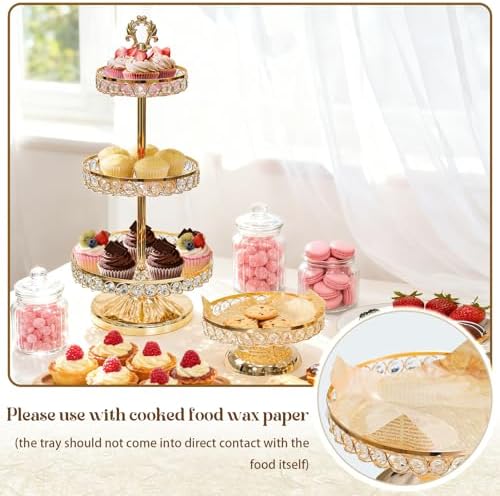Round Metal Cupcake Tray Set, Crystal Dessert Display Stand for