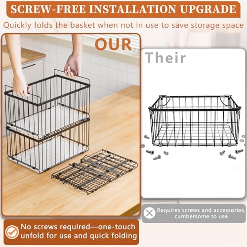 Large Freezer Organizer Bins, 3 Pack, 5 to 9 Cu.Ft