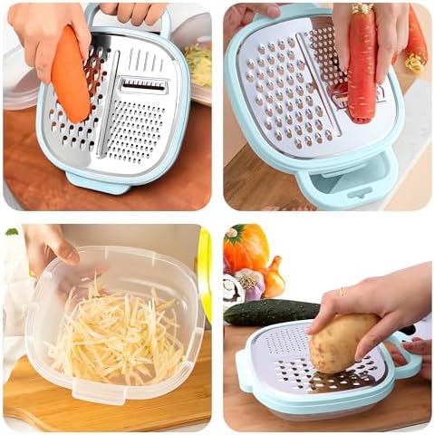 3 in 1 Vegetable Slicer with Storage Box, Stainless Steel Cheese Box