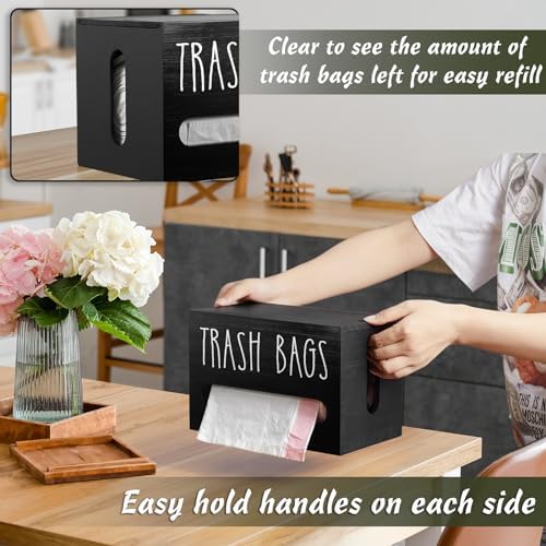 DRASTAR Trash Bag Dispenser, Large Wooden Trash Bag Holder Wall Mount